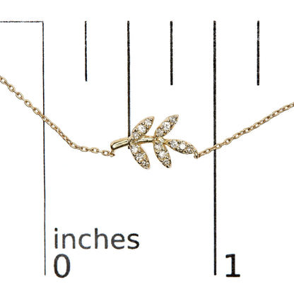 10K Yellow Gold 1/10 Cttw Diamond Leaf and Branch 18" Pendant Necklace (H-I Color, I1-I2 Clarity)