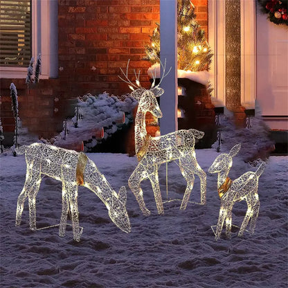 3-Piece Christmas LED Wrought Iron Deer Set